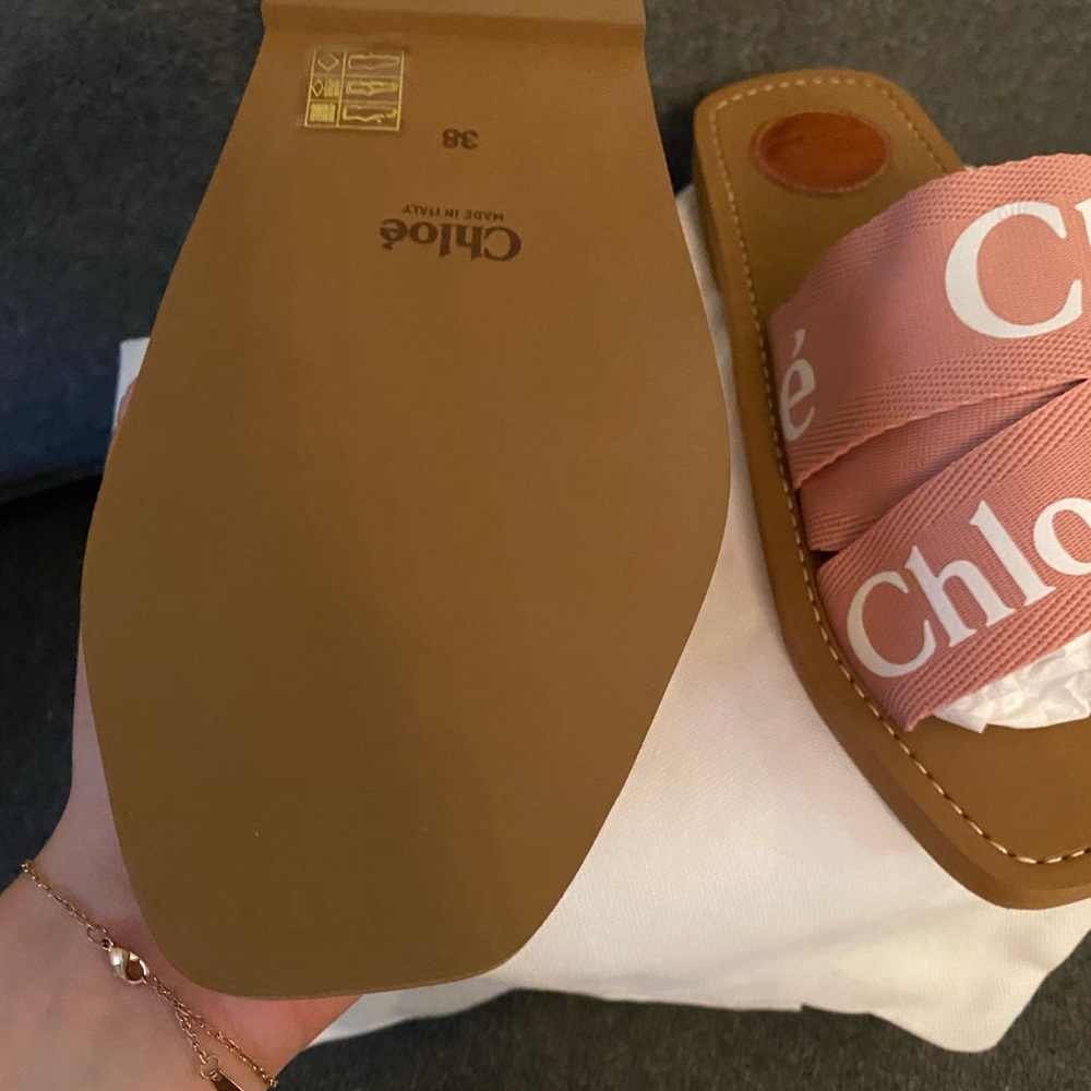 Chloe woody logo sandals slides pink - Picture 3 of 9